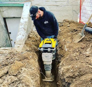 Trench excavation for water service